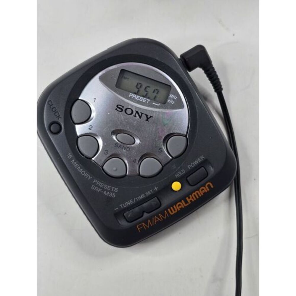 Vintage SONY WALKMAN SRF-M35 And Sony Mdr-w08 Headphones Tested Works 80s‎ 90s